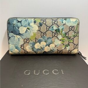 Gucci Floral Blue and Green Wallet